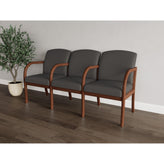 Weston Waiting Reception 3 Seat Tandem Seating Wood Frame