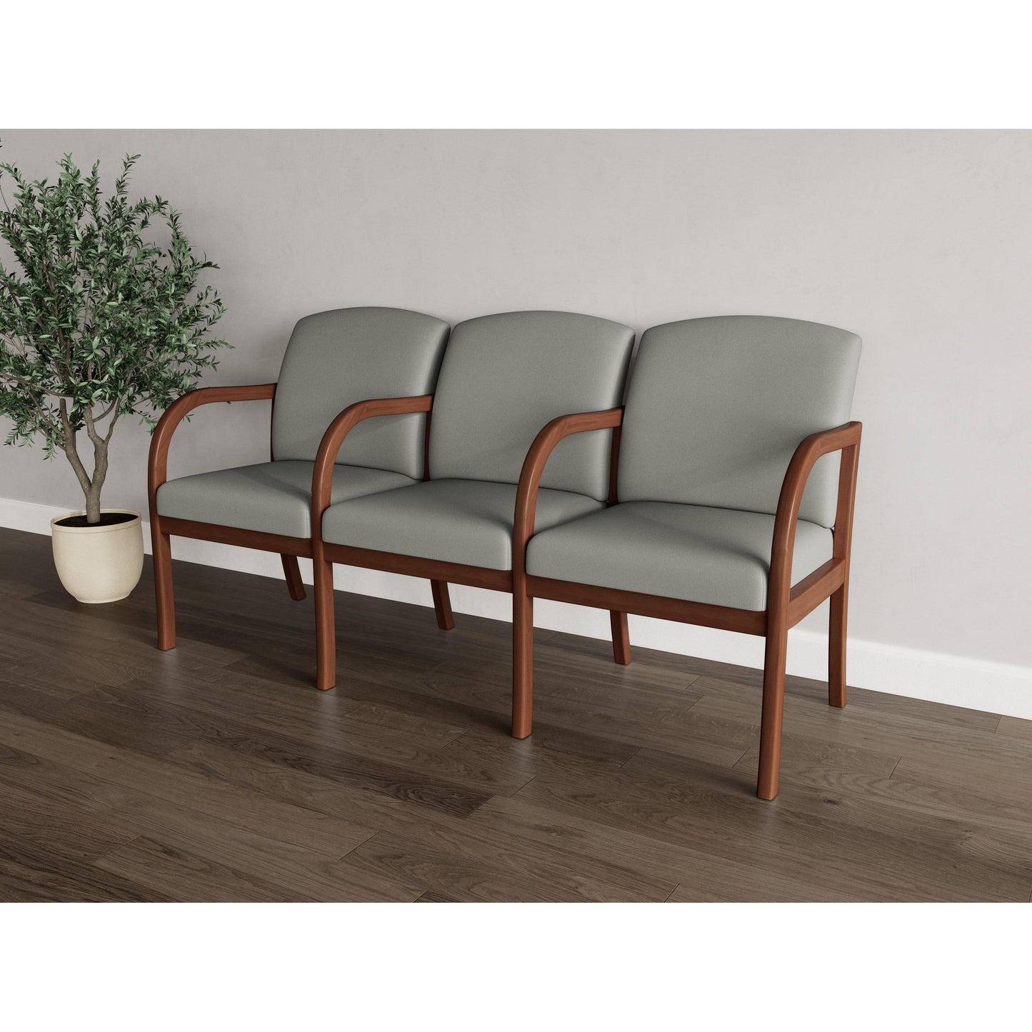 Weston Waiting Reception 3 Seat Tandem Seating Wood Frame