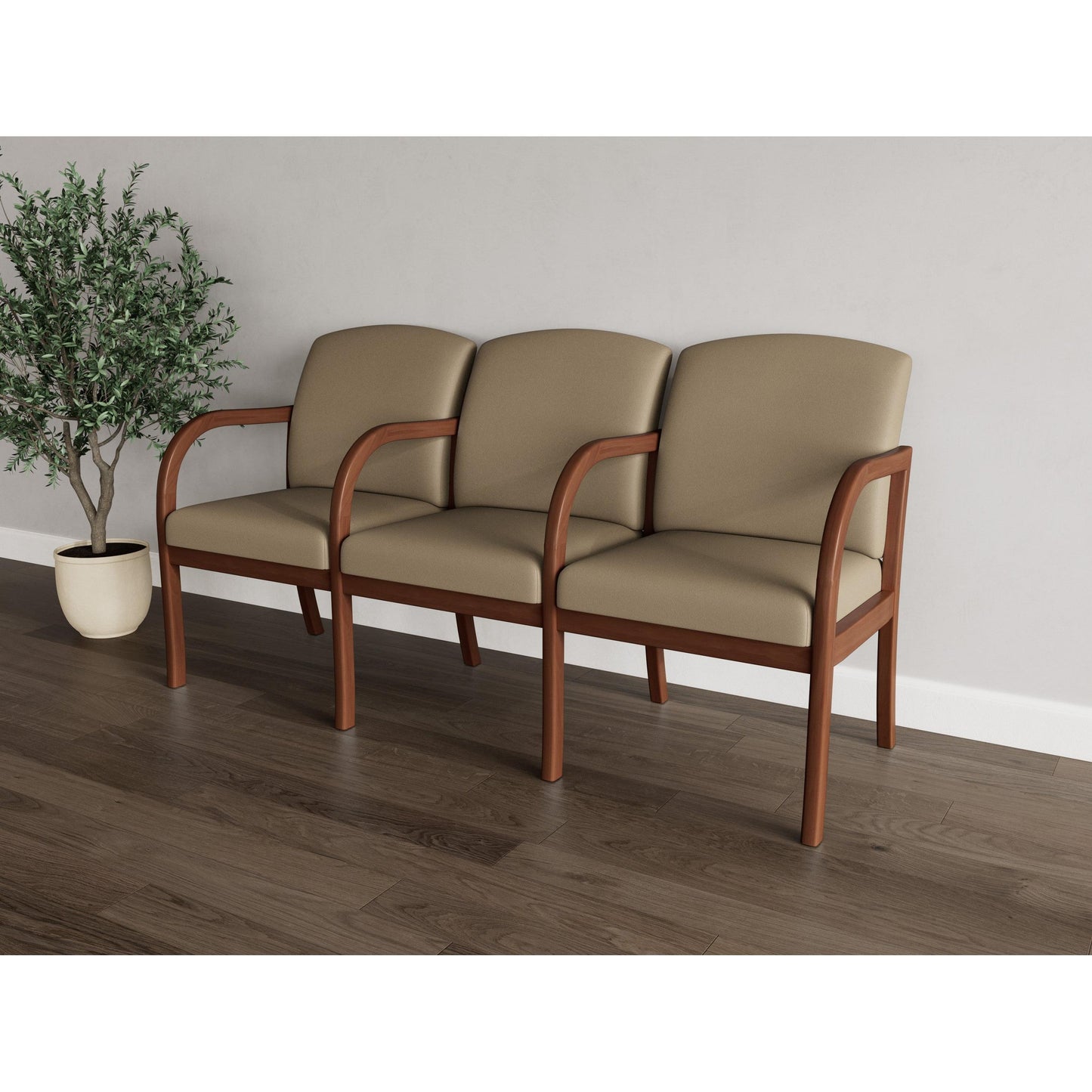 Weston Waiting Reception 3 Seat Tandem Seating Wood Frame