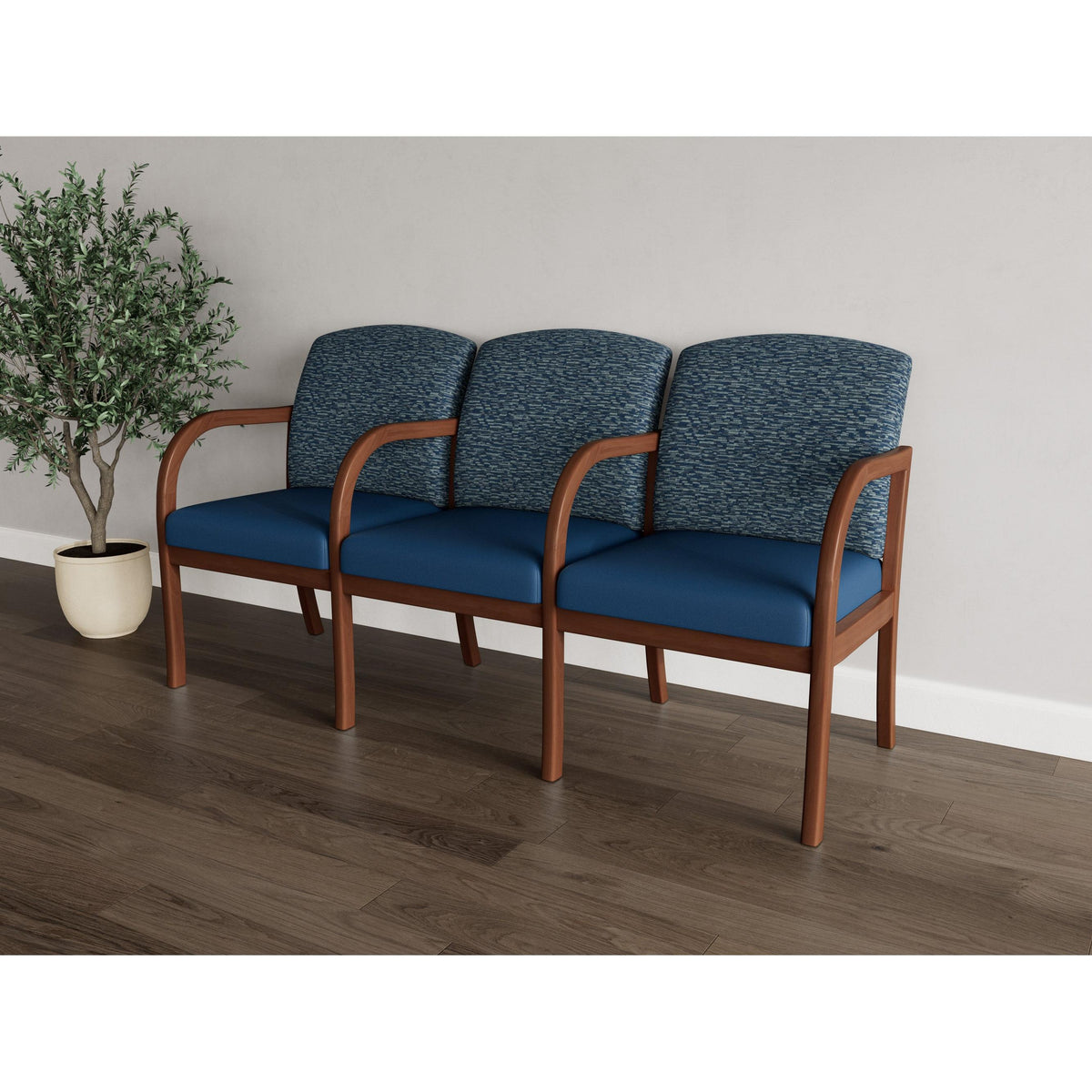 Weston Waiting Reception 3 Seat Tandem Seating Wood Frame