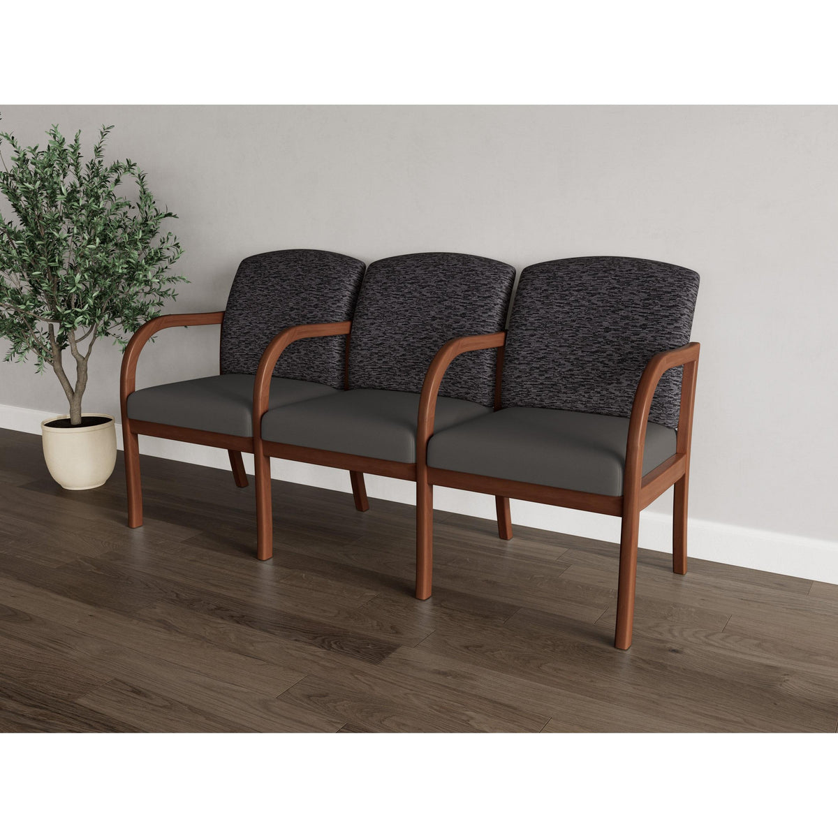 Weston Waiting Reception 3 Seat Tandem Seating Wood Frame