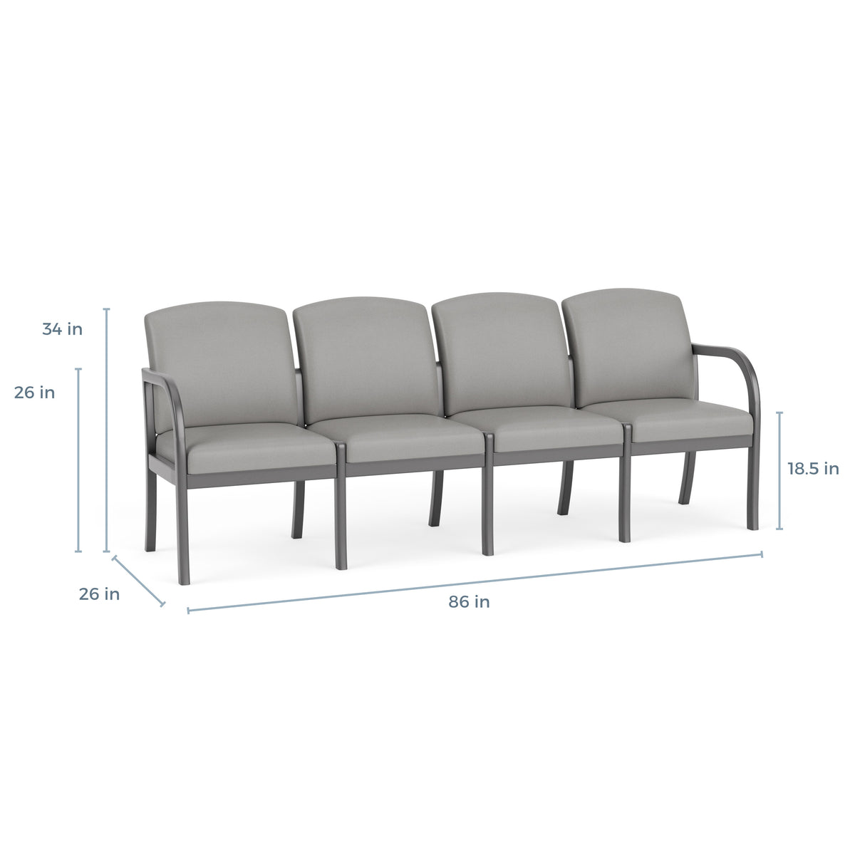 Weston Waiting Reception 4 Seat Tandem Seating Wood Frame No Center Arms