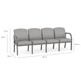 Weston Waiting Reception 4 Seat Tandem Seating Wood Frame No Center Arms