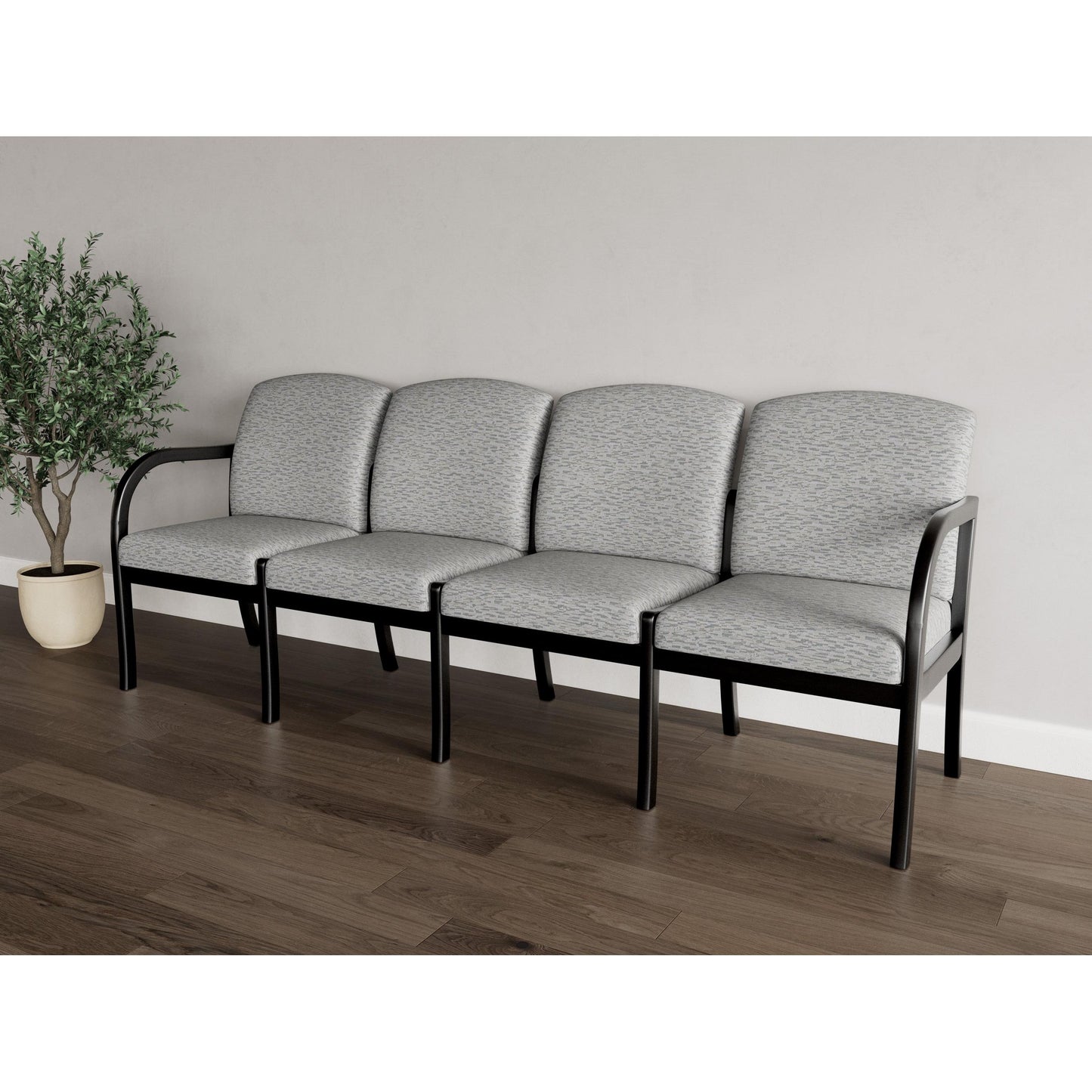 Weston Waiting Reception 4 Seat Tandem Seating Wood Frame No Center Arms