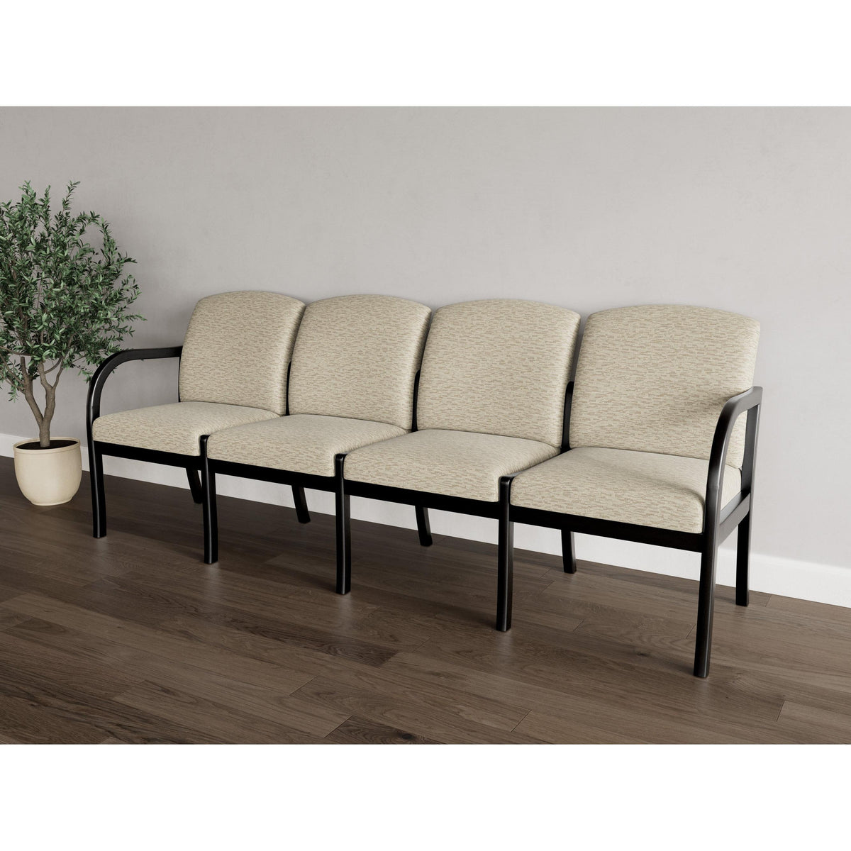 Weston Waiting Reception 4 Seat Tandem Seating Wood Frame No Center Arms