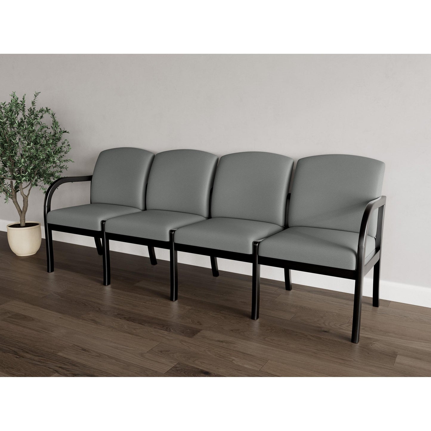 Weston Waiting Reception 4 Seat Tandem Seating Wood Frame No Center Arms