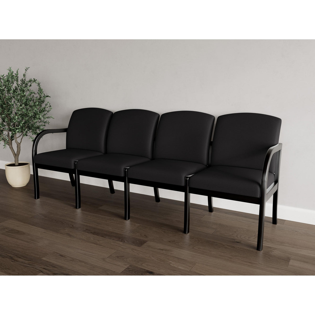 Weston Waiting Reception 4 Seat Tandem Seating Wood Frame No Center Arms