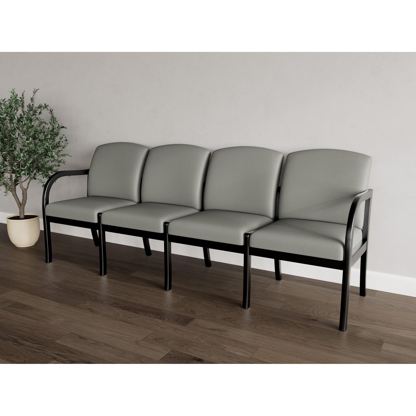 Weston Waiting Reception 4 Seat Tandem Seating Wood Frame No Center Arms