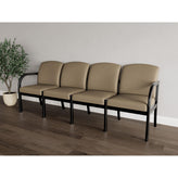 Weston Waiting Reception 4 Seat Tandem Seating Wood Frame No Center Arms