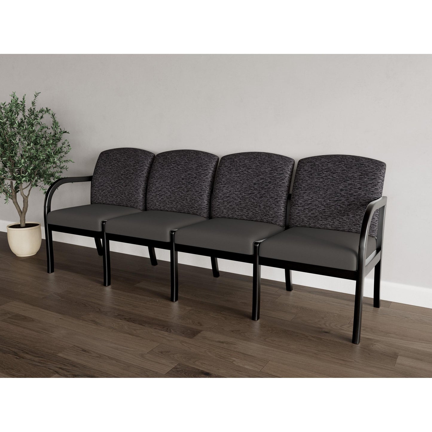 Weston Waiting Reception 4 Seat Tandem Seating Wood Frame No Center Arms