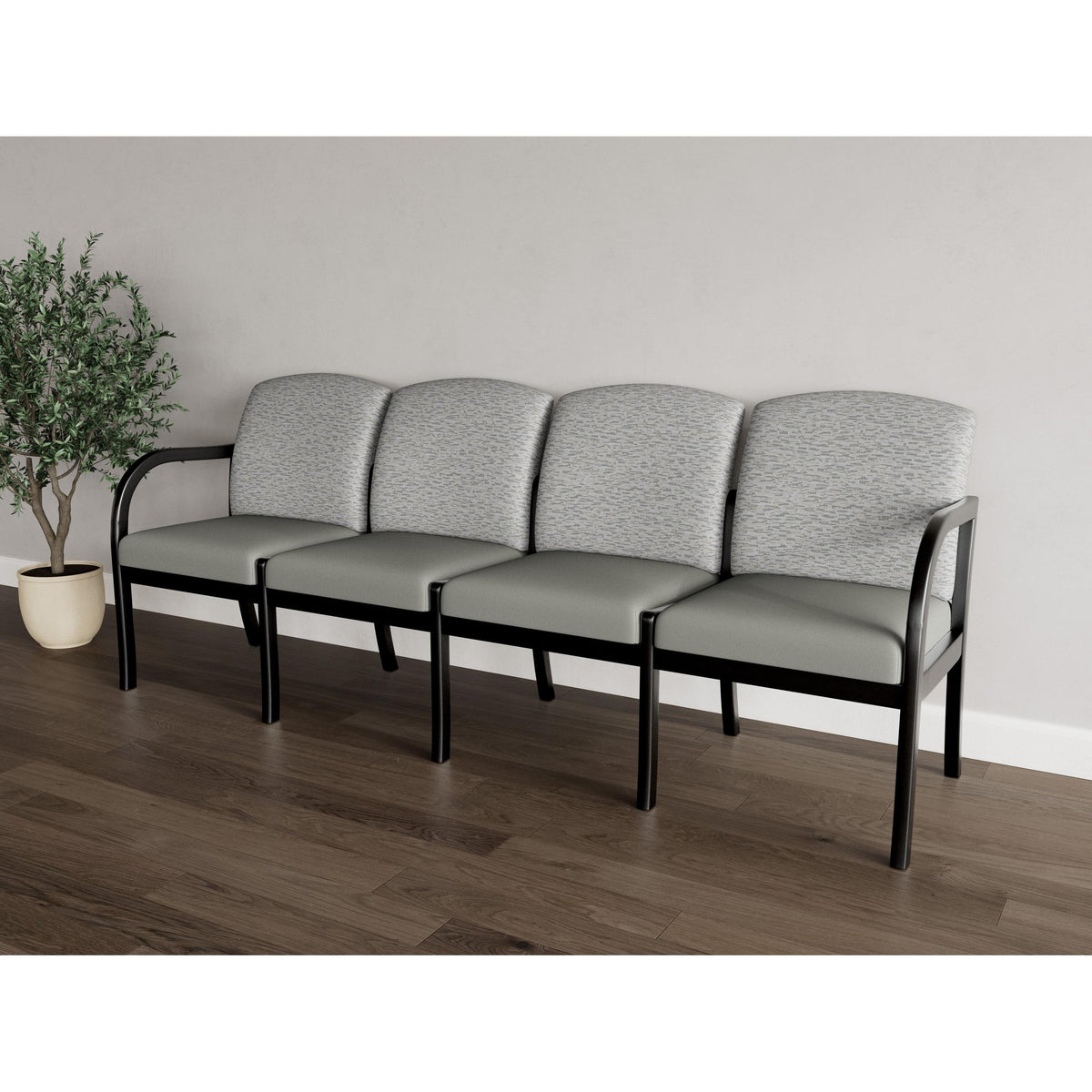 Weston Waiting Reception 4 Seat Tandem Seating Wood Frame No Center Arms