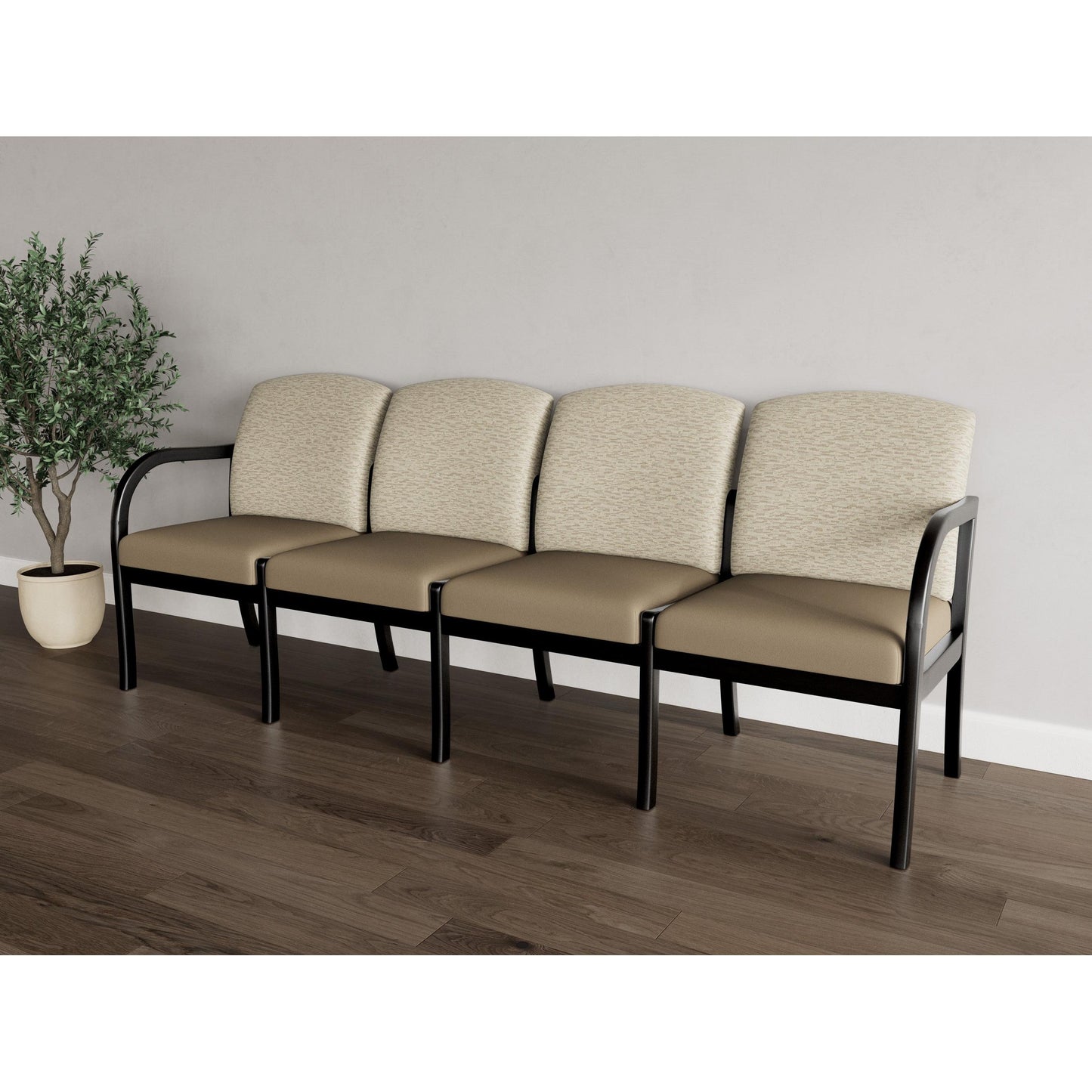 Weston Waiting Reception 4 Seat Tandem Seating Wood Frame No Center Arms