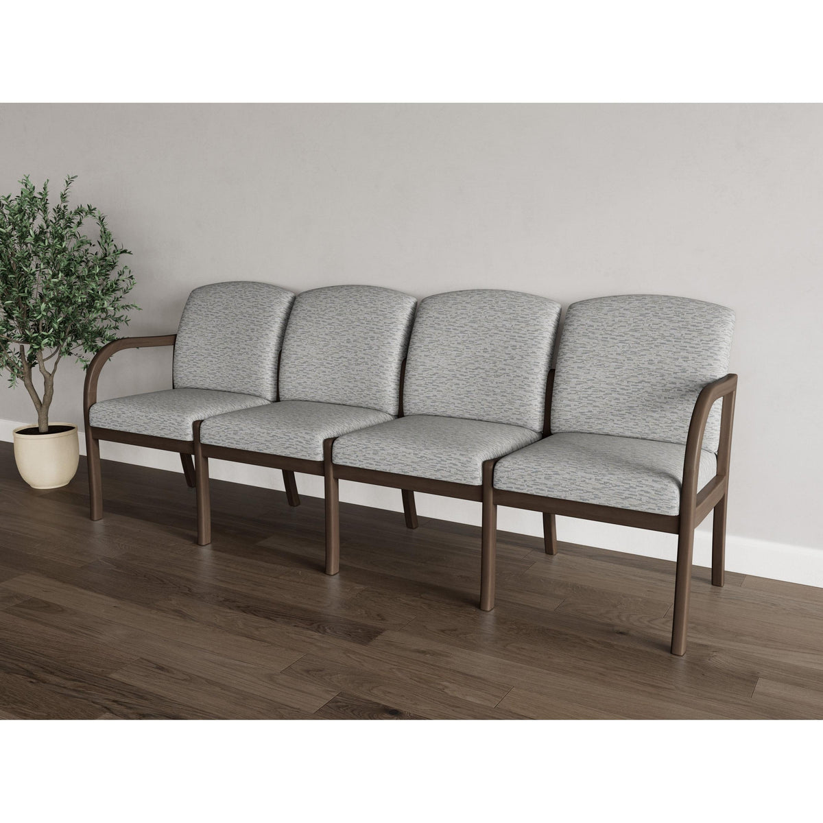 Weston Waiting Reception 4 Seat Tandem Seating Wood Frame No Center Arms