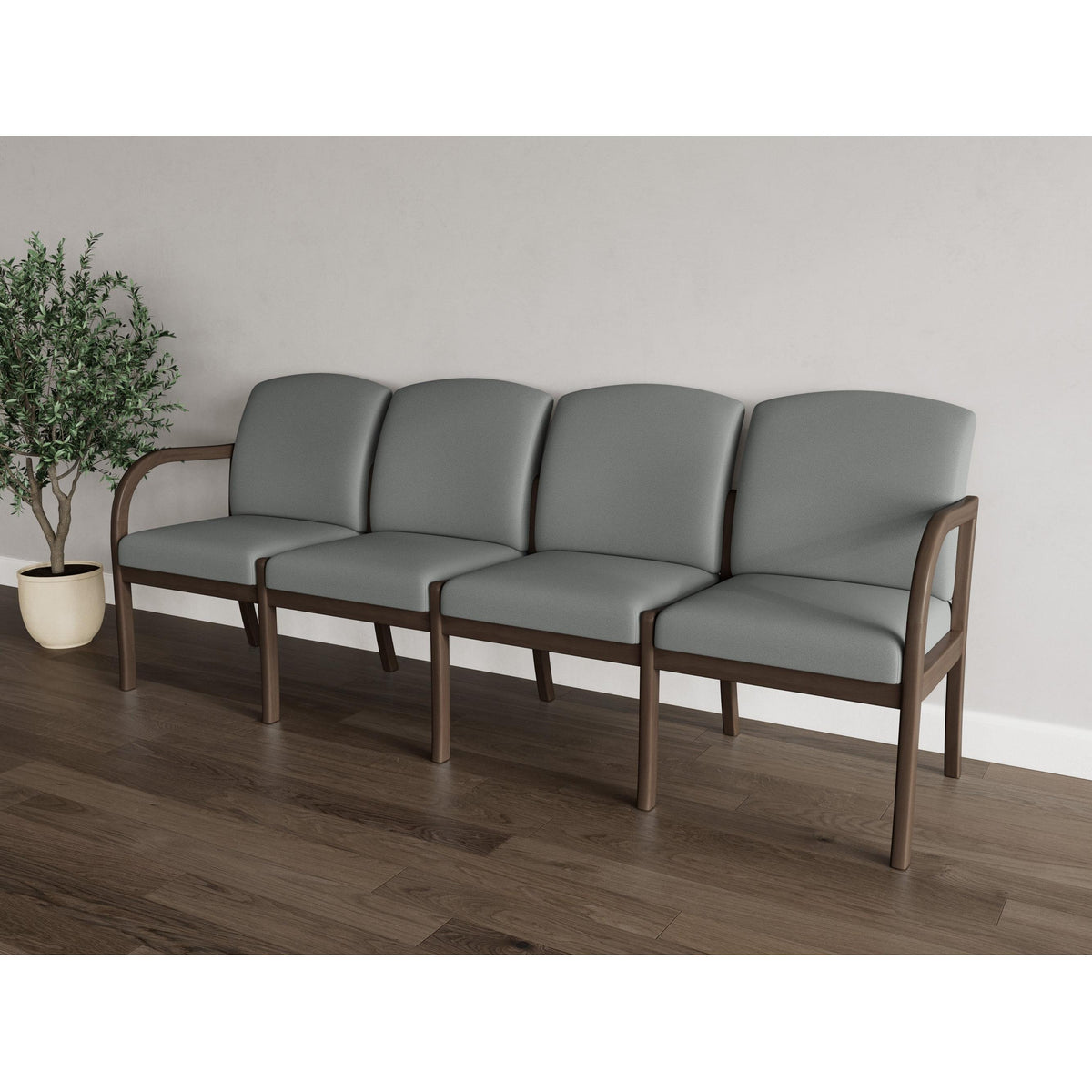 Weston Waiting Reception 4 Seat Tandem Seating Wood Frame No Center Arms