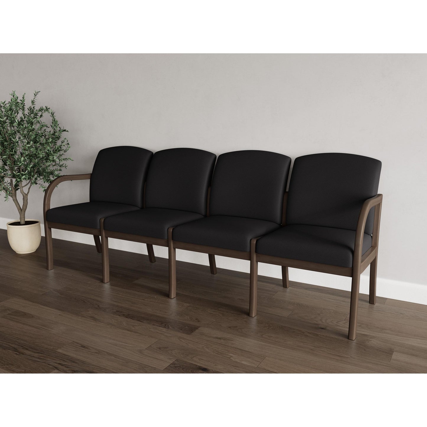 Weston Waiting Reception 4 Seat Tandem Seating Wood Frame No Center Arms
