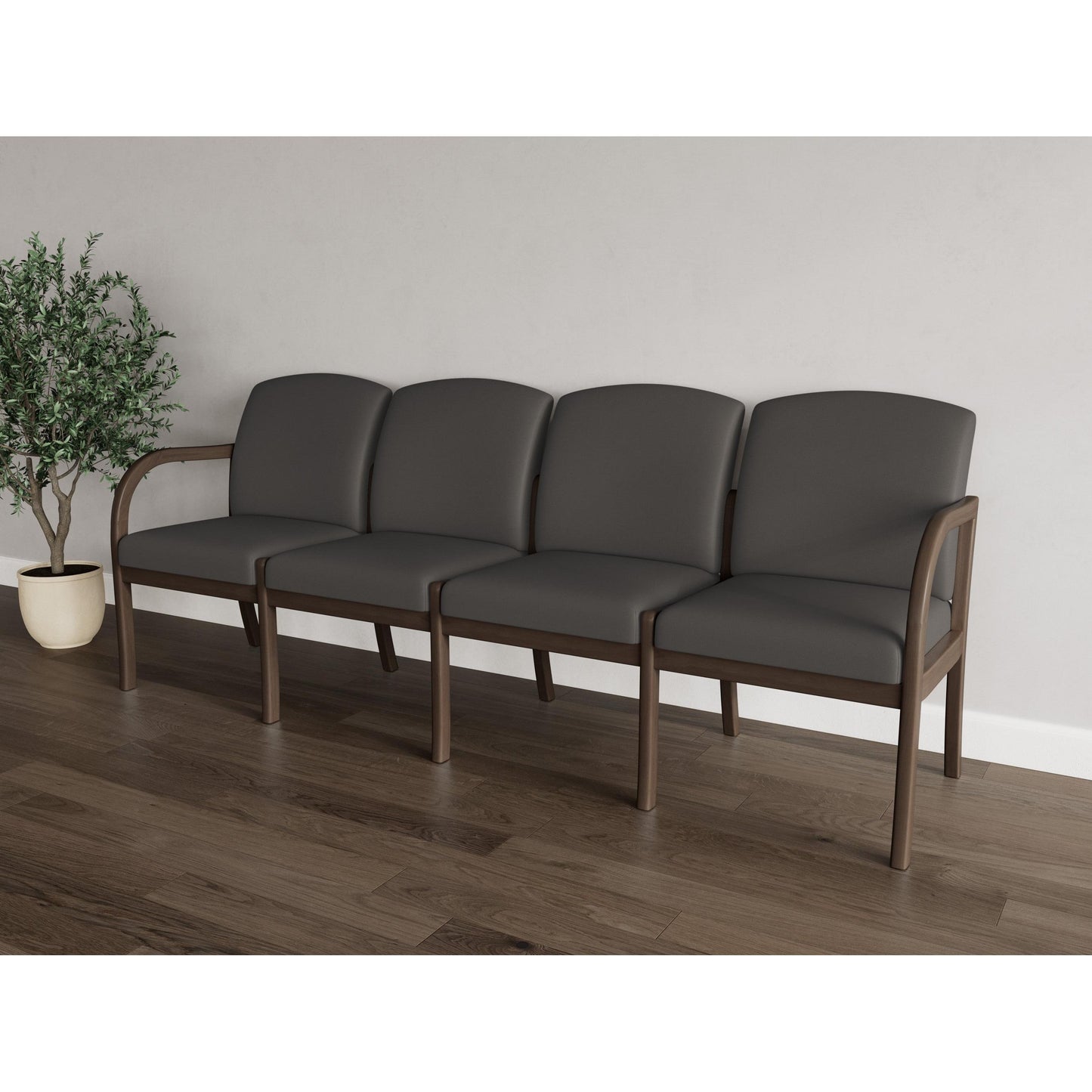 Weston Waiting Reception 4 Seat Tandem Seating Wood Frame No Center Arms