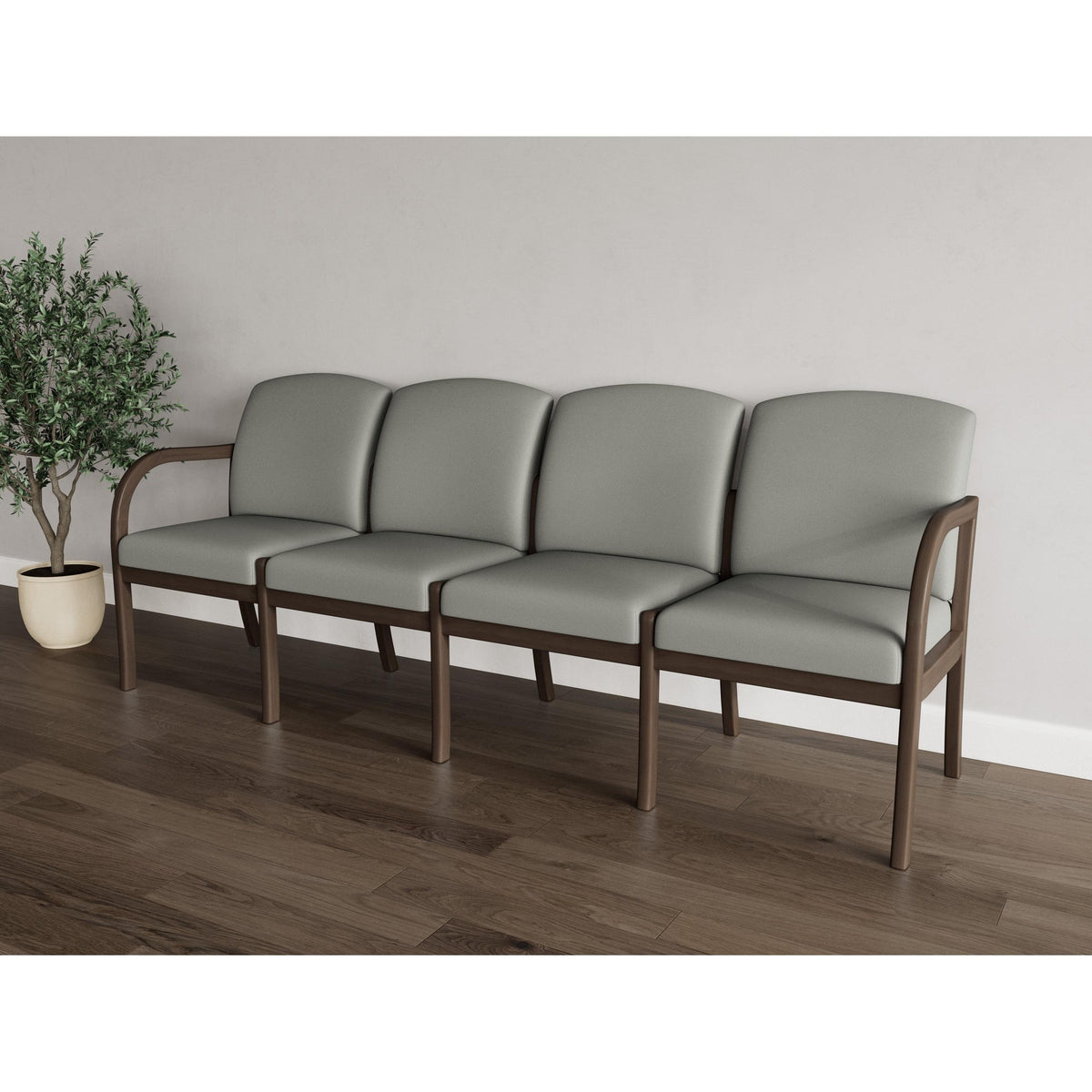 Weston Waiting Reception 4 Seat Tandem Seating Wood Frame No Center Arms