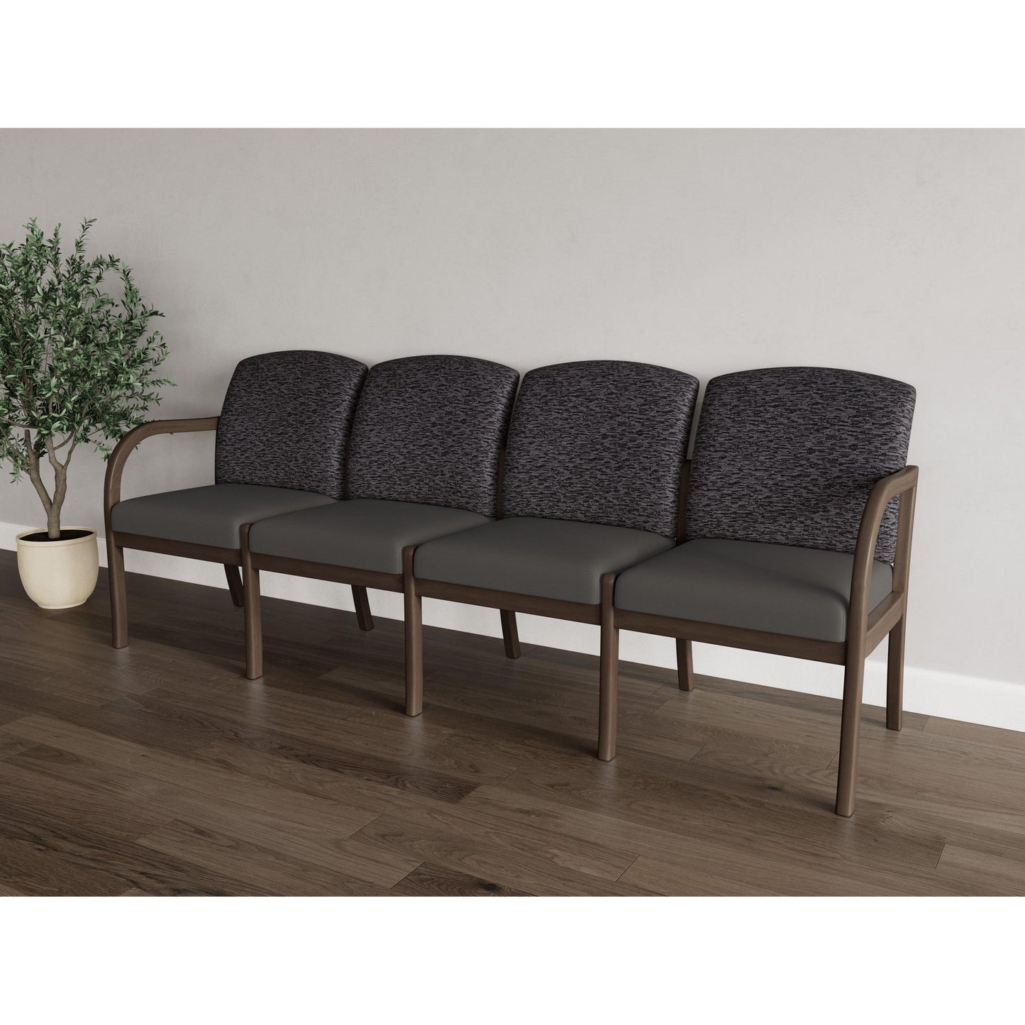 Weston Waiting Reception 4 Seat Tandem Seating Wood Frame No Center Arms