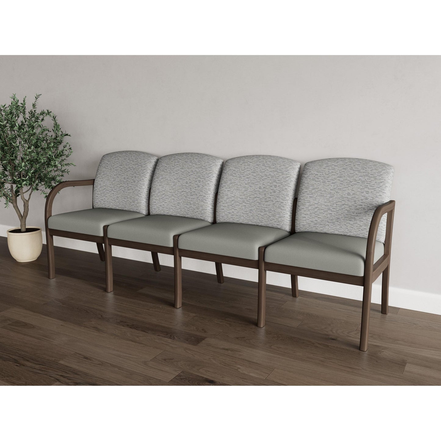 Weston Waiting Reception 4 Seat Tandem Seating Wood Frame No Center Arms