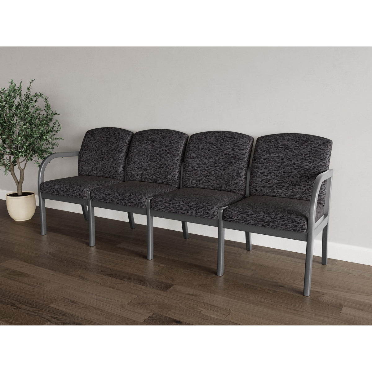 Weston Waiting Reception 4 Seat Tandem Seating Wood Frame No Center Arms