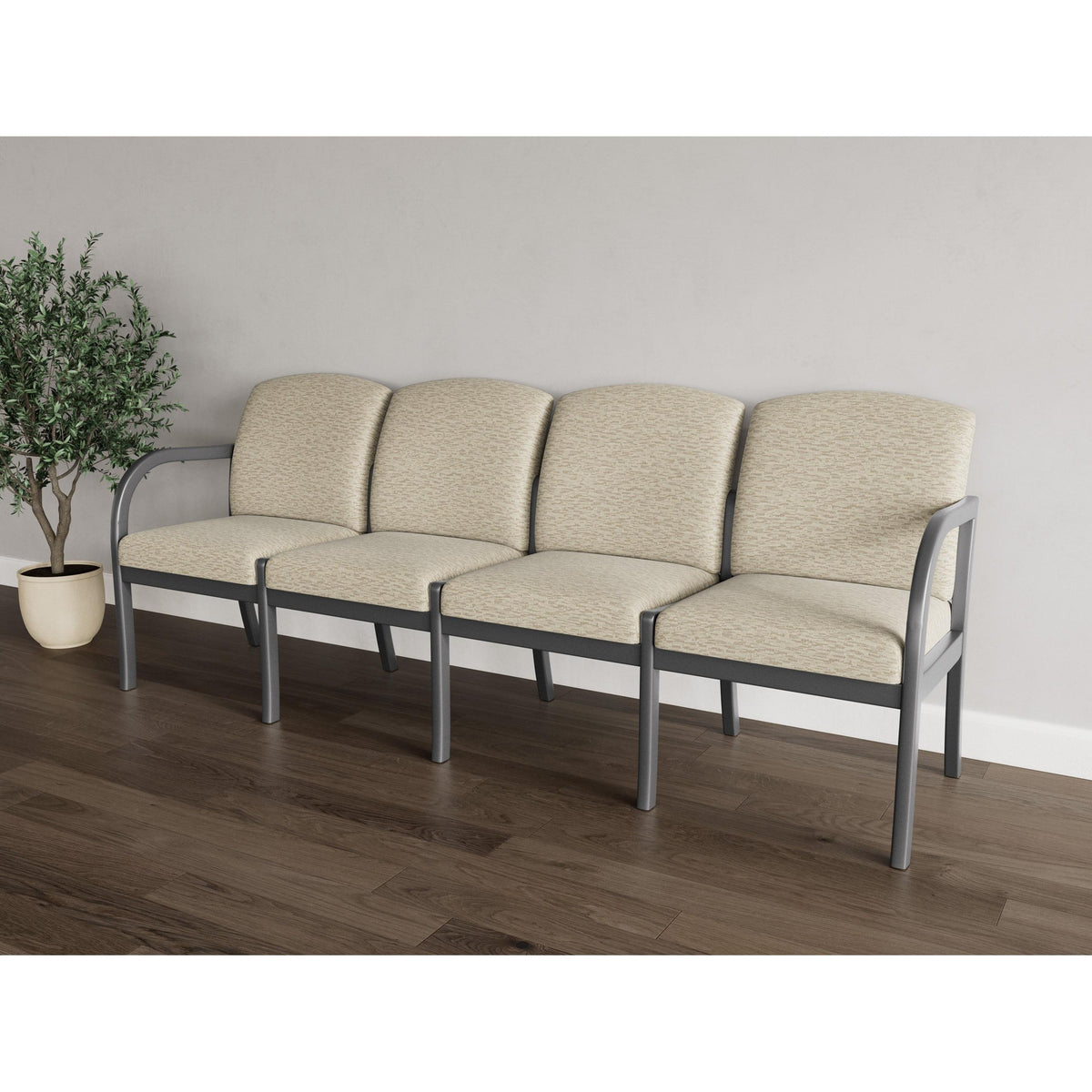 Weston Waiting Reception 4 Seat Tandem Seating Wood Frame No Center Arms