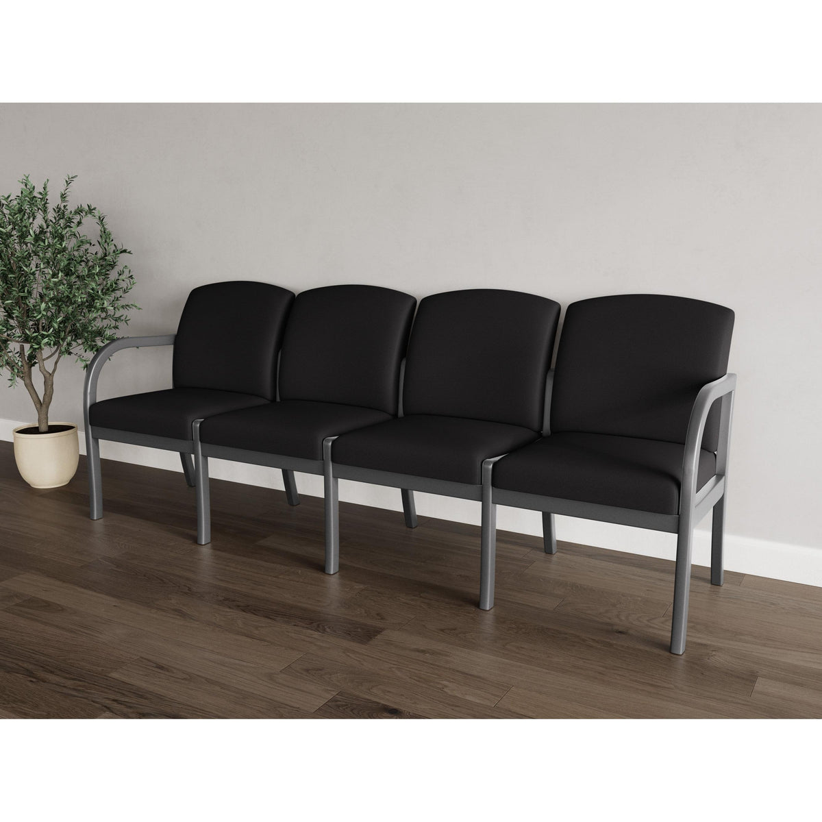 Weston Waiting Reception 4 Seat Tandem Seating Wood Frame No Center Arms