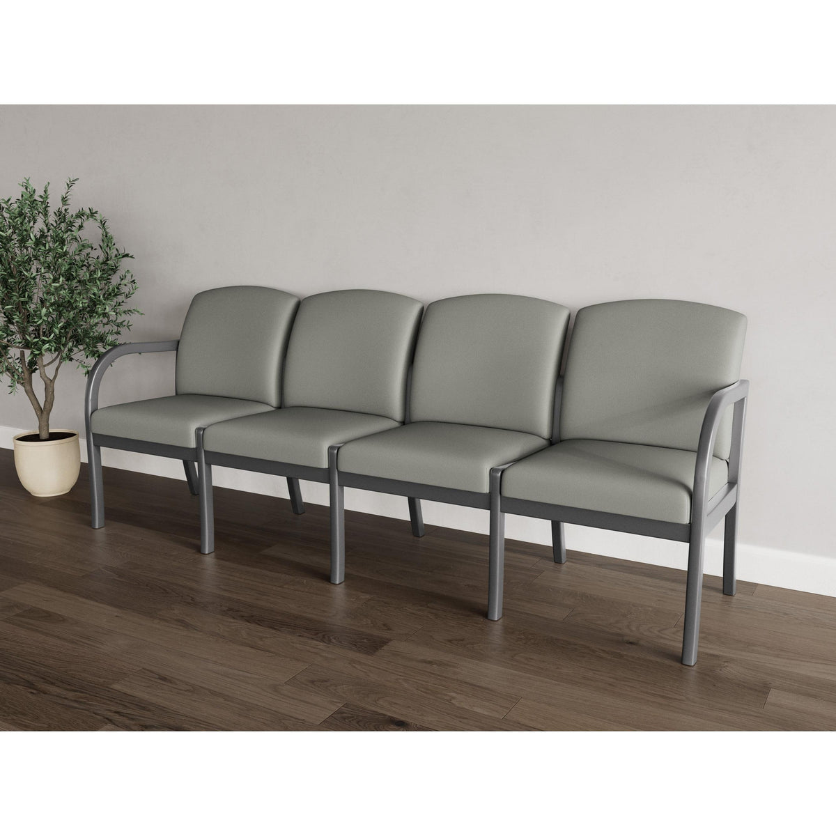 Weston Waiting Reception 4 Seat Tandem Seating Wood Frame No Center Arms