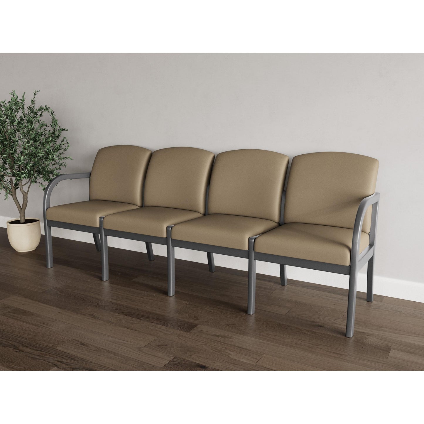 Weston Waiting Reception 4 Seat Tandem Seating Wood Frame No Center Arms