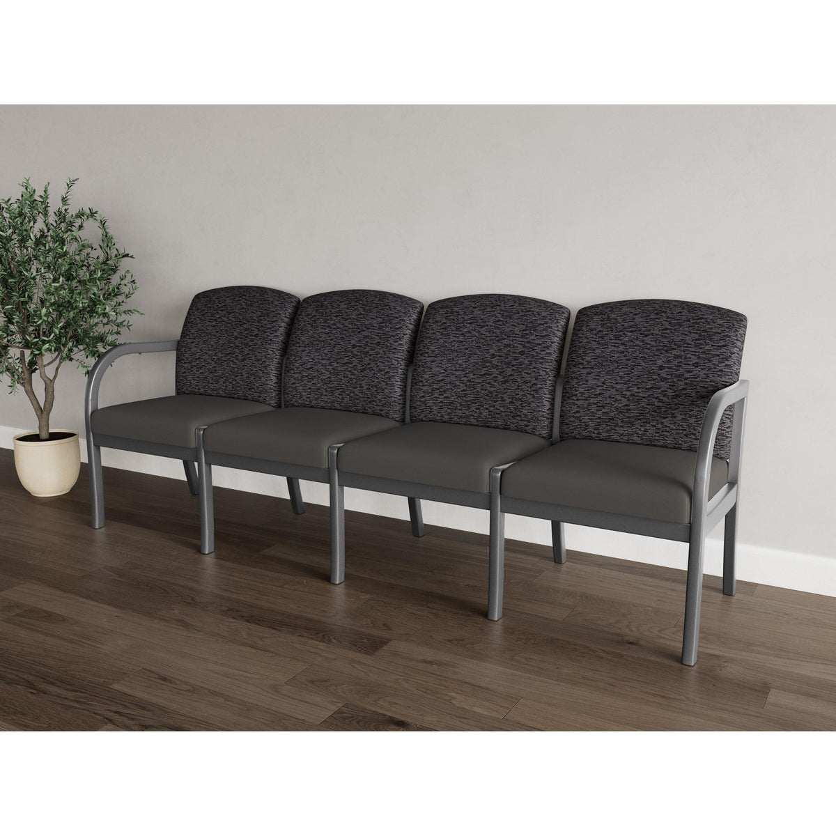 Weston Waiting Reception 4 Seat Tandem Seating Wood Frame No Center Arms