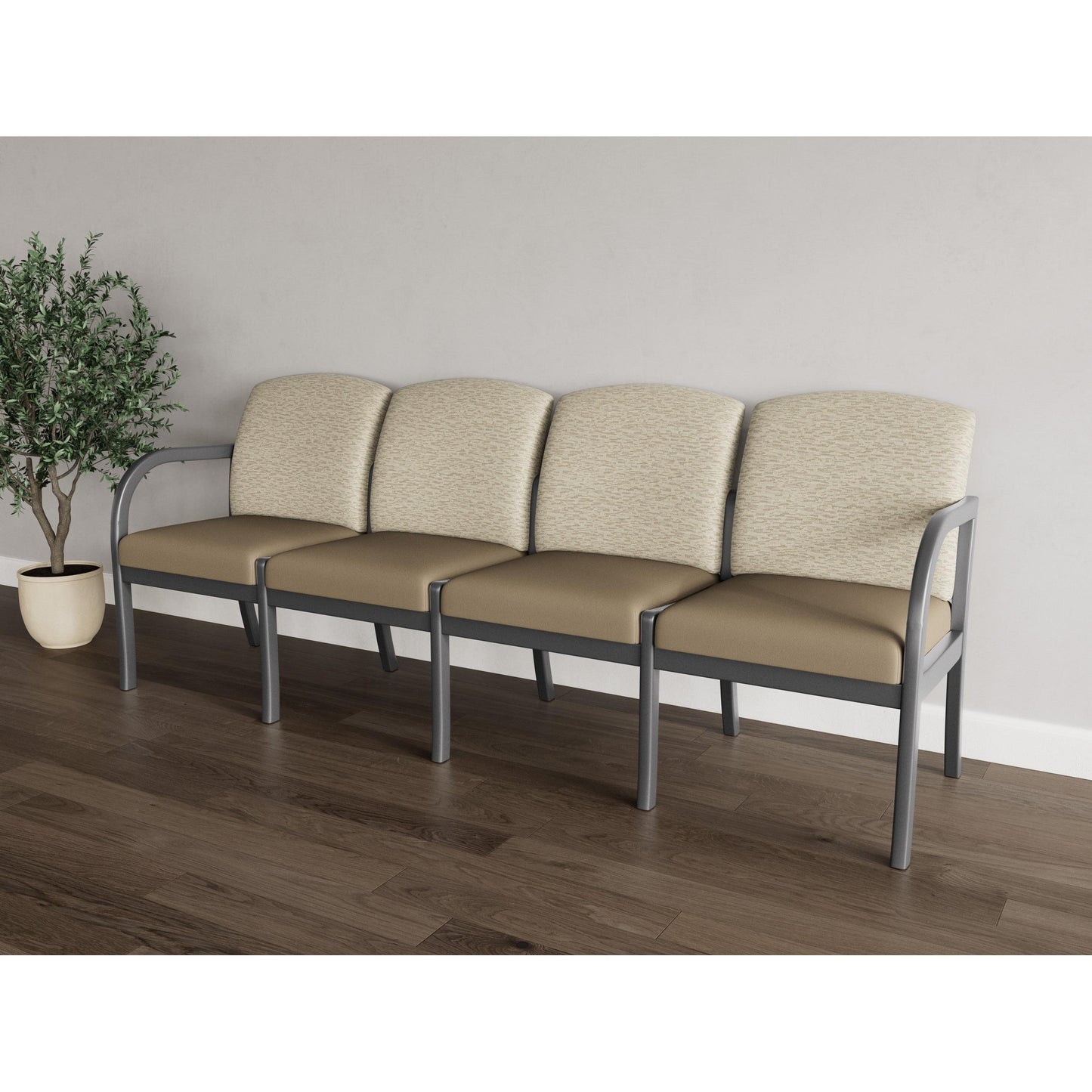 Weston Waiting Reception 4 Seat Tandem Seating Wood Frame No Center Arms