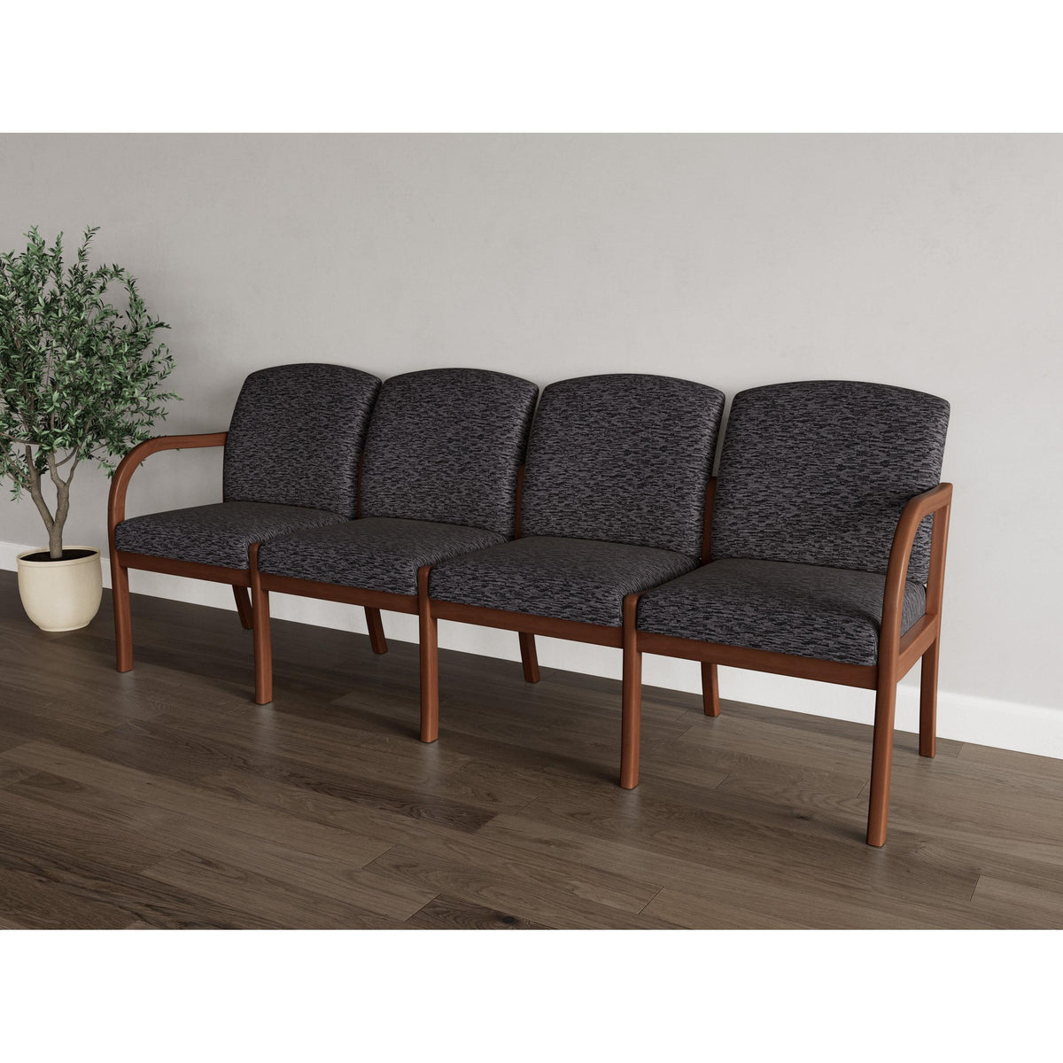 Weston Waiting Reception 4 Seat Tandem Seating Wood Frame No Center Arms
