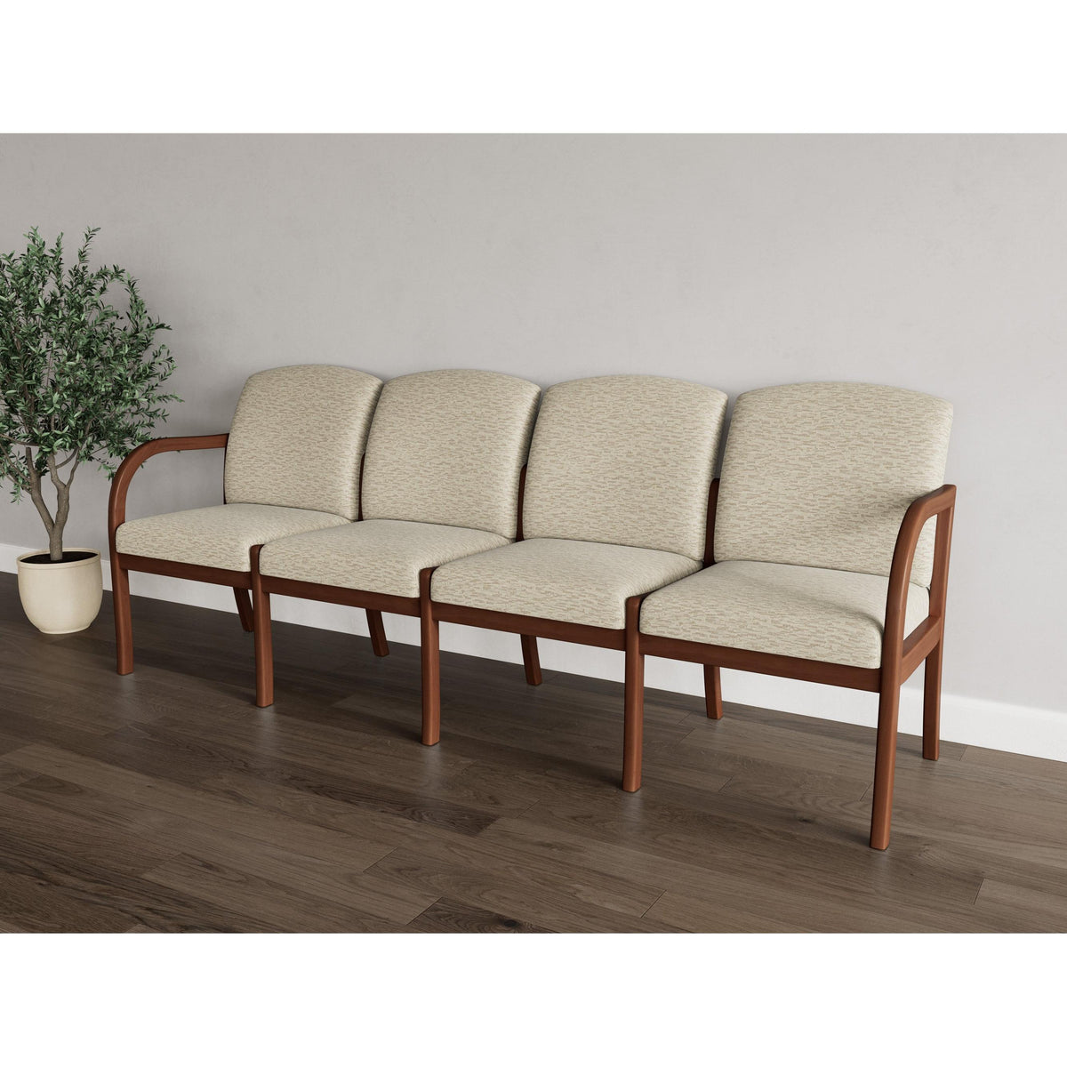 Weston Waiting Reception 4 Seat Tandem Seating Wood Frame No Center Arms