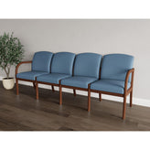 Weston Waiting Reception 4 Seat Tandem Seating Wood Frame No Center Arms