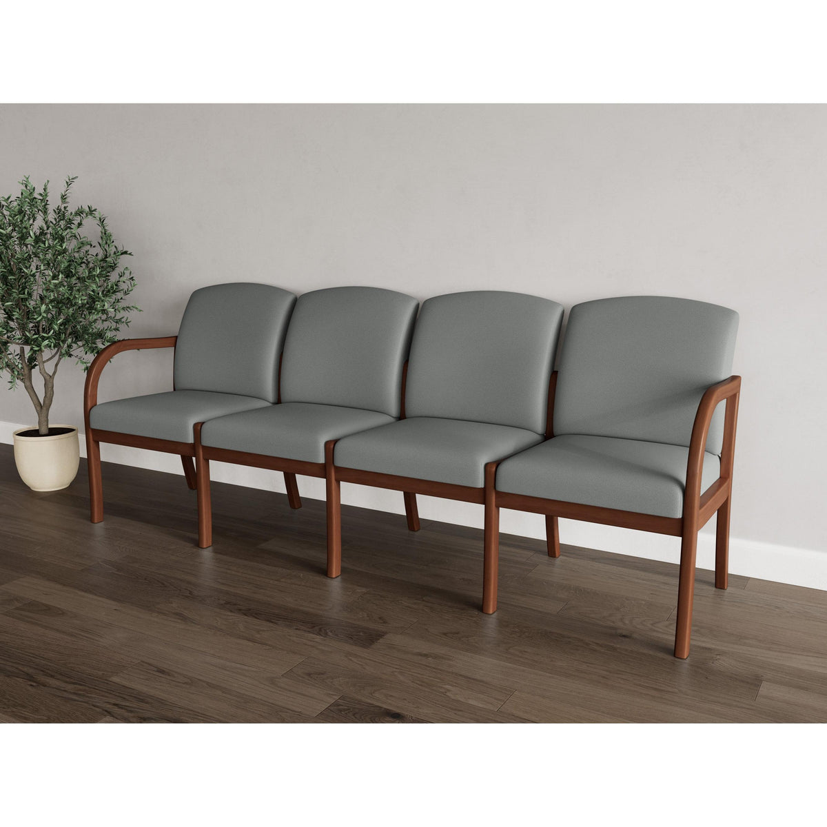 Weston Waiting Reception 4 Seat Tandem Seating Wood Frame No Center Arms