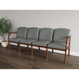 Weston Waiting Reception 4 Seat Tandem Seating Wood Frame No Center Arms