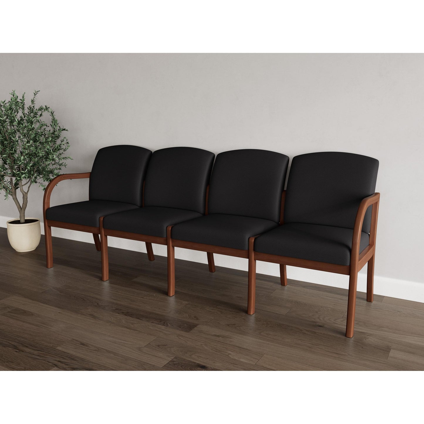 Weston Waiting Reception 4 Seat Tandem Seating Wood Frame No Center Arms