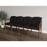 Weston Waiting Reception 4 Seat Tandem Seating Wood Frame No Center Arms