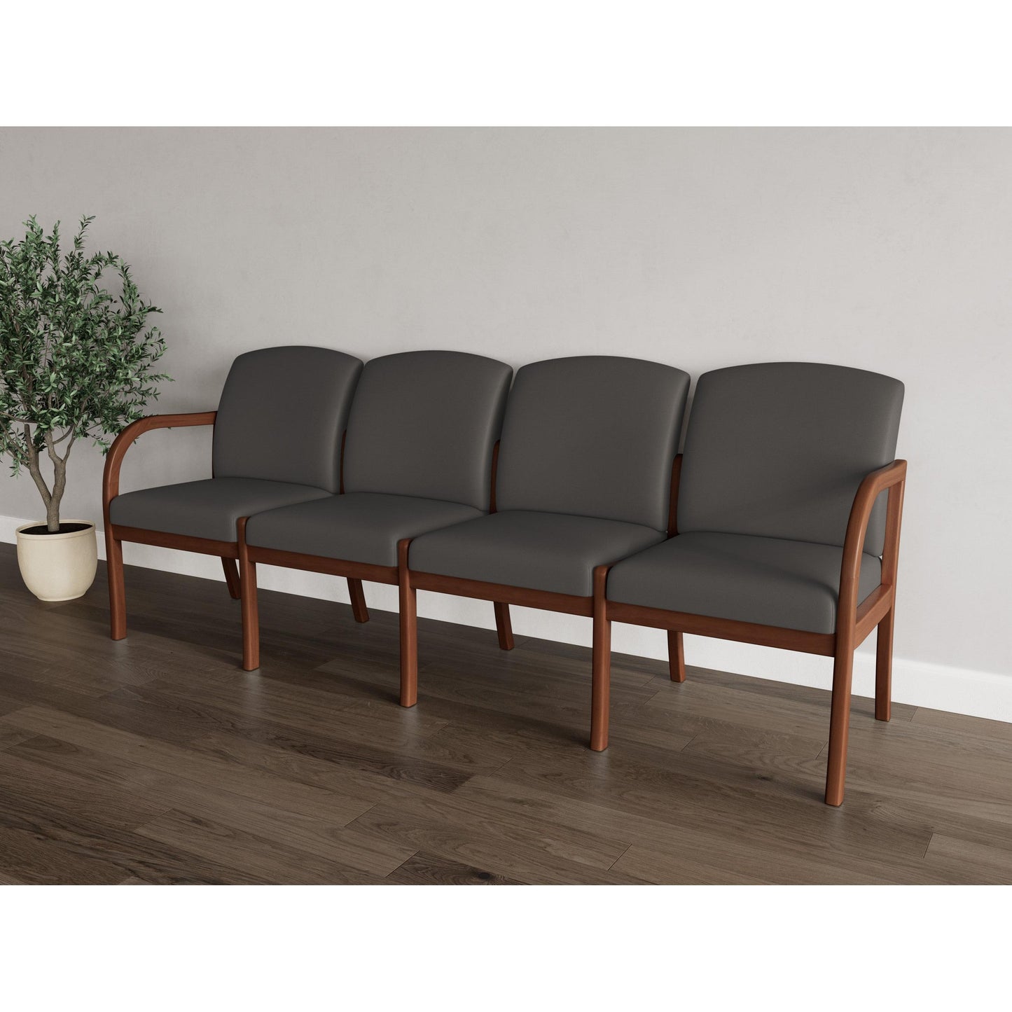 Weston Waiting Reception 4 Seat Tandem Seating Wood Frame No Center Arms