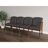 Weston Waiting Reception 4 Seat Tandem Seating Wood Frame No Center Arms