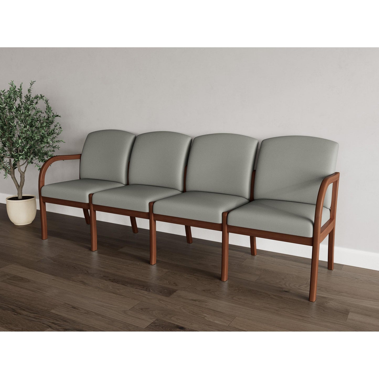 Weston Waiting Reception 4 Seat Tandem Seating Wood Frame No Center Arms