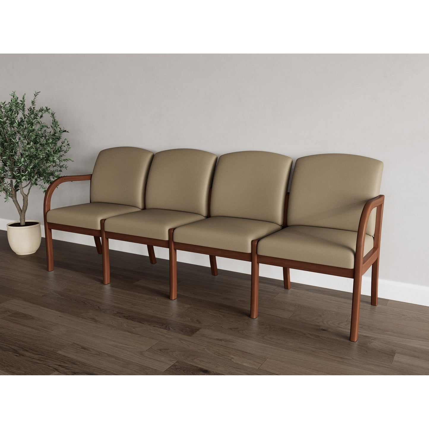 Weston Waiting Reception 4 Seat Tandem Seating Wood Frame No Center Arms