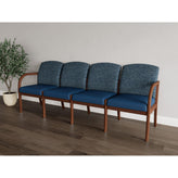 Weston Waiting Reception 4 Seat Tandem Seating Wood Frame No Center Arms