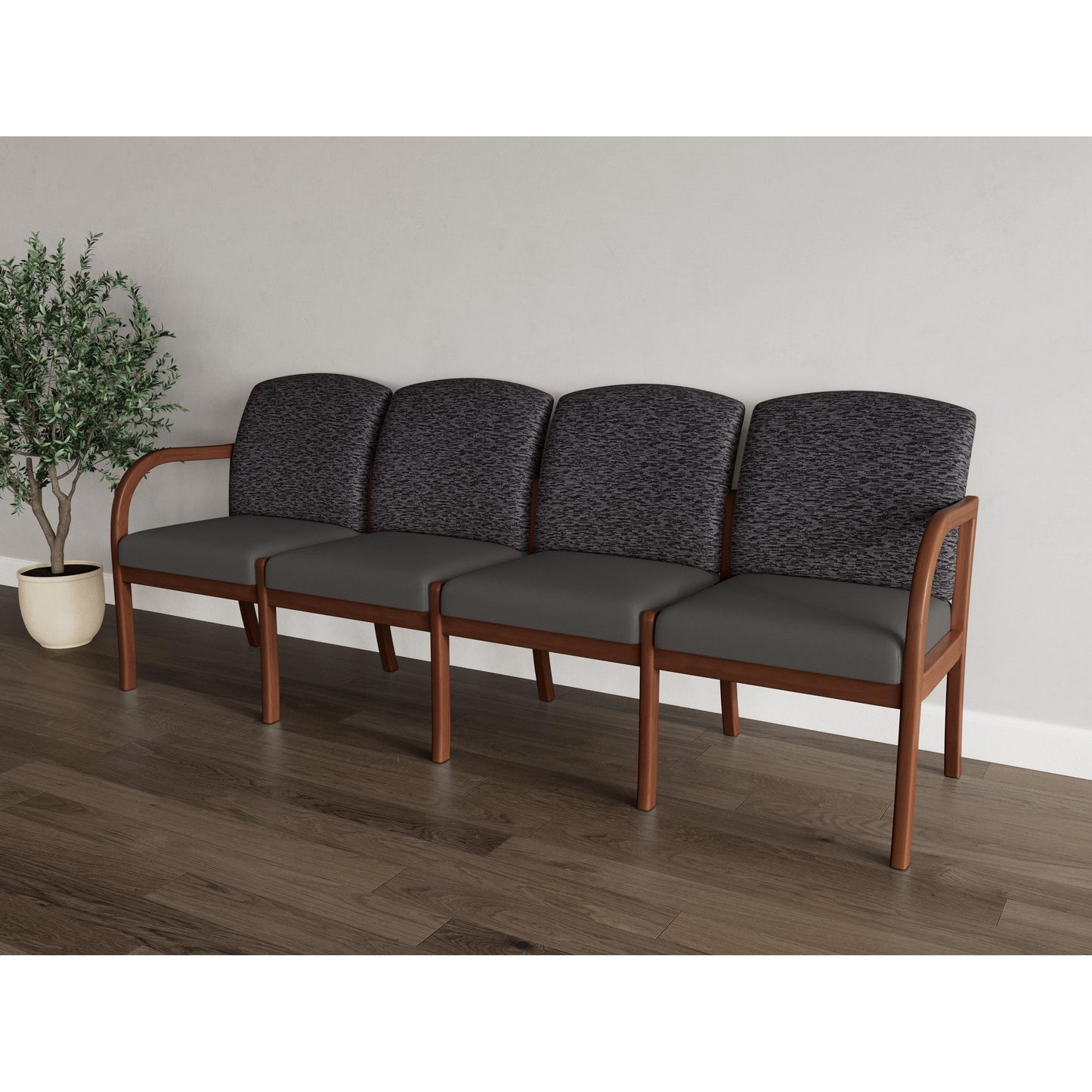 Weston Waiting Reception 4 Seat Tandem Seating Wood Frame No Center Arms