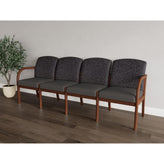 Weston Waiting Reception 4 Seat Tandem Seating Wood Frame No Center Arms