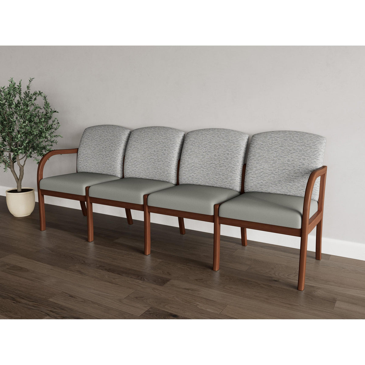 Weston Waiting Reception 4 Seat Tandem Seating Wood Frame No Center Arms