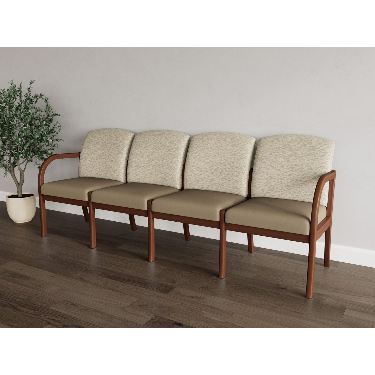 Weston Waiting Reception 4 Seat Tandem Seating Wood Frame No Center Arms