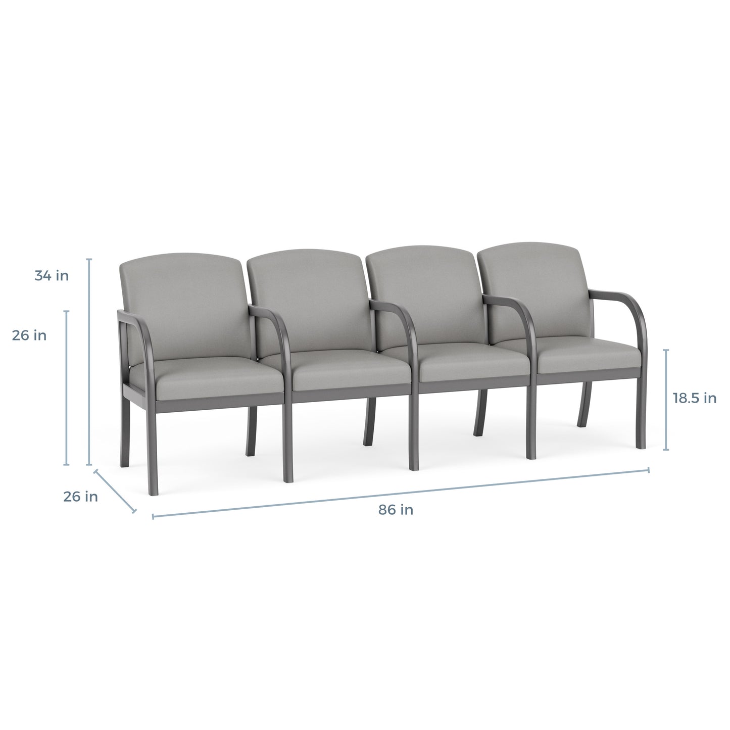 Weston Waiting Reception 4 Seat Tandem Seating Wood Frame