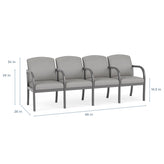 Weston Waiting Reception 4 Seat Tandem Seating Wood Frame