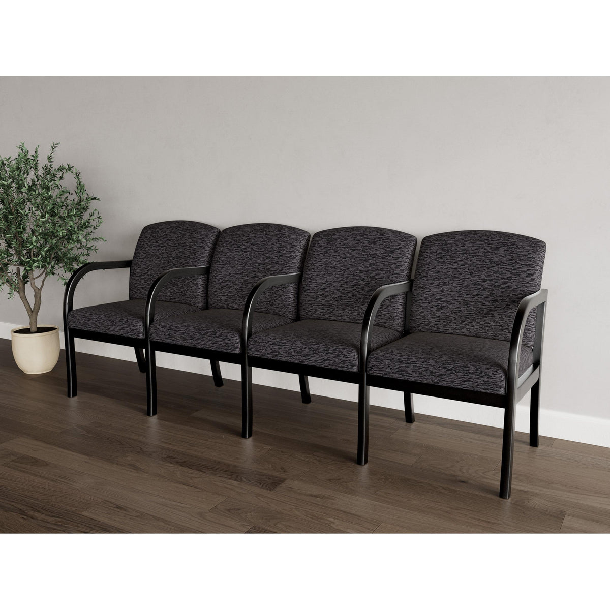 Weston Waiting Reception 4 Seat Tandem Seating Wood Frame