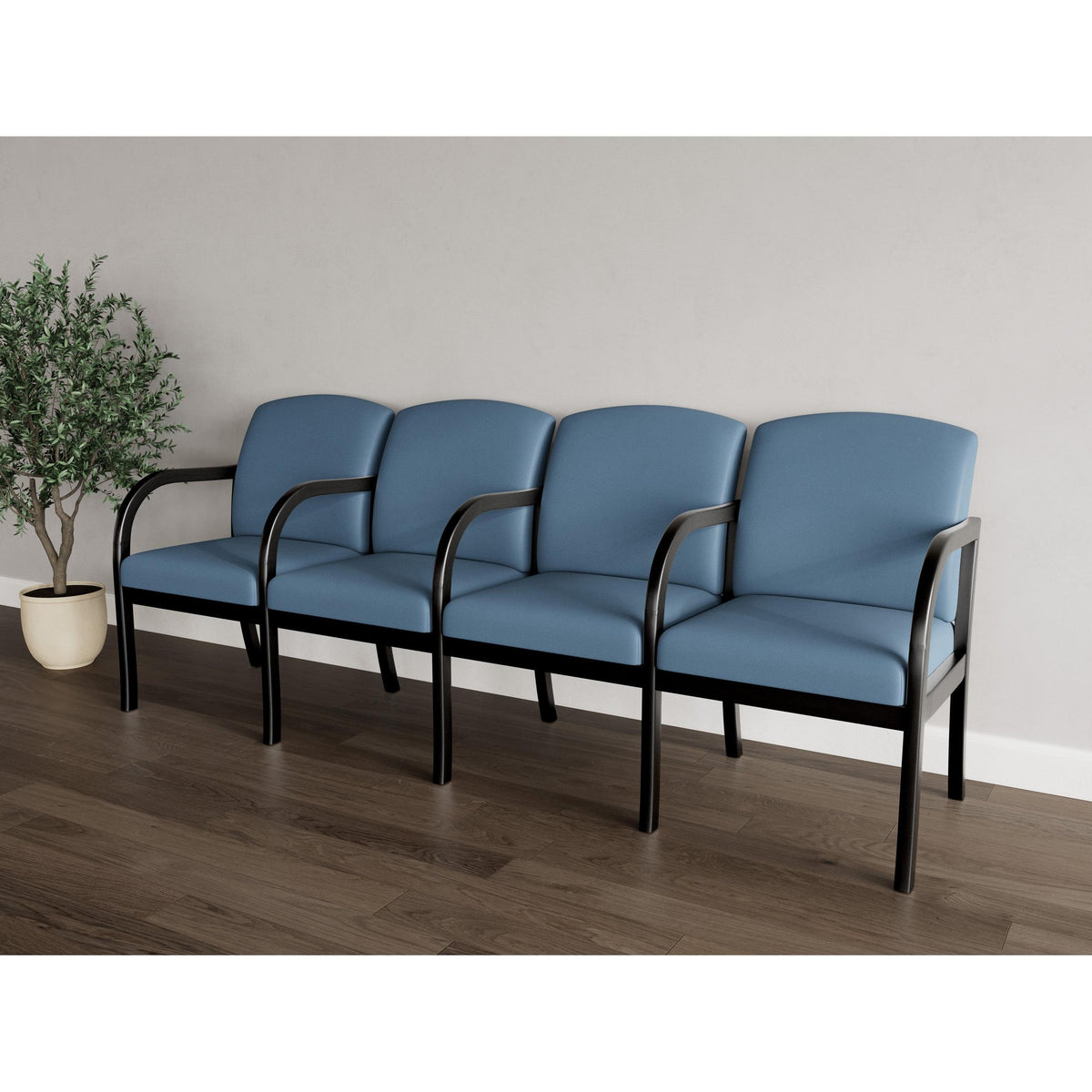 Weston Waiting Reception 4 Seat Tandem Seating Wood Frame